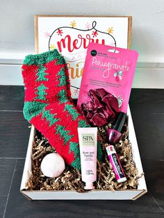 the christmas gift box is packed with gifts for women and includes an assortment of personal care products