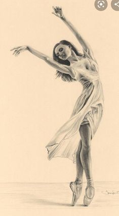 a pencil drawing of a woman dancing