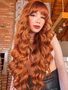 Hair Inspired, Healthy Hair Routine, Bangs Wig, Long Curly Wig, Halloween Hair, Red Hair Color, Long Wigs, Womens Wigs