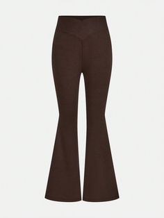 Tween Girl  Solid Color Knit Flare Leg Casual Leggings Brown Casual   Knitted Fabric Plain Flare Leg Slight Stretch  Tween Girls Clothing, size features are:Bust: ,Length: ,Sleeve Length: Dark Brown Leggings, Black Flared Leggings, Brown Leggings, Casual Leggings, Flared Leggings, Legging Outfits, Black Flare, Leggings Casual, Elegant Dresses Long