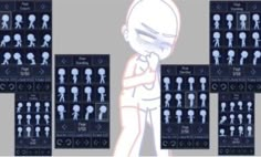 an animated image of a person standing in front of several different types of human heads