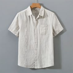 Season:Summer; Fabric:30% Flax; Sleeve Length:Short Sleeve; Look After Me:Washable,Wet and Dry Cleaning; Gender:Men's; Style:Casual,Fashion,Breathable,Comfortable; Tops Type:Cotton Linen Shirt,Button Up Shirt,Casual Shirt,Shirt,Linen Shirt; Occasion:Hawaiian,Beach,Holiday,Street,Vacation,Daily Wear; Pattern:Plain; Design:Button-Down; Neckline:Turndown; Listing Date:05/15/2024; Bust:; Length:; Shoulder Width:; Sleeve: Hot Summer Looks, Stand Collar Shirt, Beige Pants, Blue Khakis, Linen Short, Grey Shorts, Pure Linen, Linen Shirt