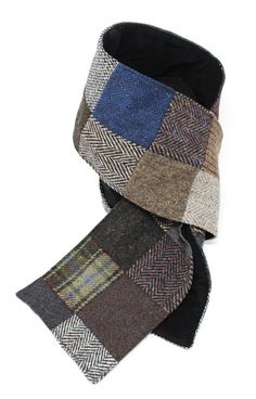 *Picture of the scarf is for style purposes this will not be the exact pattern or color combination you receive. Each and every Hanna Hat Scarf is unique with its own variety and selection of tweed patterns and blends of colors. No two scarves will look the same. The patchwork scarf compliments any outfit by adding an elegant layer of texture. This elegant scarf has an array of patchwork on one side and a rich corduroy lining on the other. Multi-colored tweed patches are sewn together using the Funky Scarves, Flannel Scarves, Patchwork Scarf, Tweed Pattern, Elegant Scarves, Cute Sewing Projects, Plaid Scarf, Color Combinations, Sewing