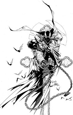 Spawn Black And White, Spawn Drawing Sketch, Spawn Tattoo Design, Spawn Fan Art, Spawn Tattoo Ideas, Spawn Comic Art, Commando Spawn, Spawn Drawing, Greg Capullo Art