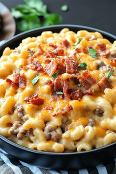 Baked Bacon Cheeseburger Mac and Cheese Cheeseburger Mac N Cheese, Bacon Cheeseburger Mac And Cheese, Cheeseburger Mac And Cheese, Cheeseburger Mac, Mac And Cheese Casserole, Seasoned Ground Beef, Comfort Pasta, Creamy Macaroni And Cheese, Bacon Mac And Cheese