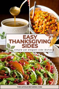 thanksgiving side dishes with text overlay that reads easy thanksgiving sides