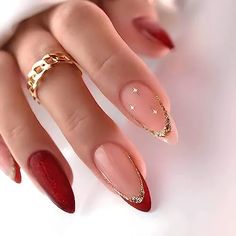 Red Press on Nails Almond Fake Nails Medium Shape Acrylic Nails AL French Red | eBay Glitter Manicure, Valentine Nails, Gold Nail, Wedding 2024, Fancy Nails, Chic Nails