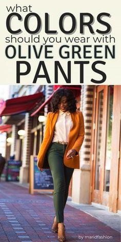 If you want to style a chic olive green pants outfit, first you need to check out this article. There you will discover colors that pair with olive green perfectly. That will help you make perfect outfits with olive green pants every time. Outfits With Olive Green Pants, Outfits With Olive Green, Green Jeans Outfit, Army Green Outfit, Olive Pants Outfit, Hunter Green Pants, Green Cargo Pants Outfit