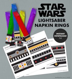 star wars lightsaber napkin rings instant printables for kids and adults to make