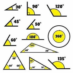 a set of yellow and black numbers with different angles