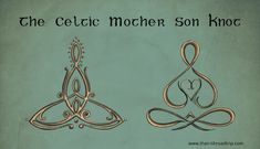 the celtic mother son knot symbol is shown in gold on a green background with black lettering