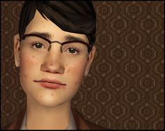 an animated image of a man wearing glasses and a brown blazer, with freckles on his face