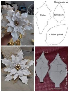 paper flowers are cut out and placed on top of each other, along with instructions for how to make them