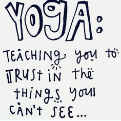 the words yoga are written in black ink on a white paper with writing underneath it