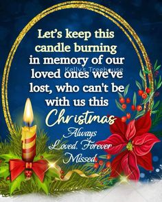 a christmas message with a candle and poinsettis