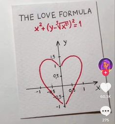 the love formula is written on a piece of paper with an x and y graph