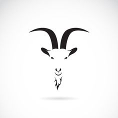 an animal's head with long horns on a white background, logo or emblem