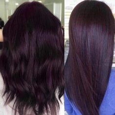 Eggplant Hair, Wine Hair Color, Kort Bob, Winter Hair Colors, Rambut Brunette, Dark Purple Hair