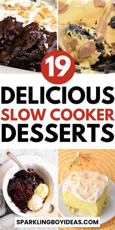 19 delicious slow cooker desserts with text overlay