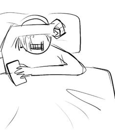 a drawing of a person laying in bed