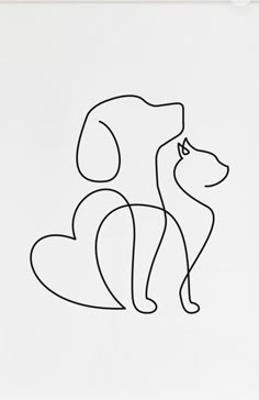 a black and white drawing of a dog