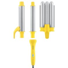 Drybar's Mixologist Styling Iron is a modular styling tool featuring three interchangeable attachments that snap easily into the handle to create a variety of styles. Includes a 1-inch wand to create defined waves, a 1.25-inch curling iron for creating classic curls, and a waver attachment for natural, beachy waves. Ergonomic handle features a button release to easily change styling attachments. Drybar's philosophy is simple: Focus on one thing and be the best at it. For us that's blowouts! We c Natural Beachy Waves, Dry Bar Hair, Classic Curls, Good Curling Irons, Perfect Blowout, Styling Wand, Cherry Hair, Hair Concerns, Styling Iron