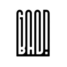 the word bad written in black on a white background