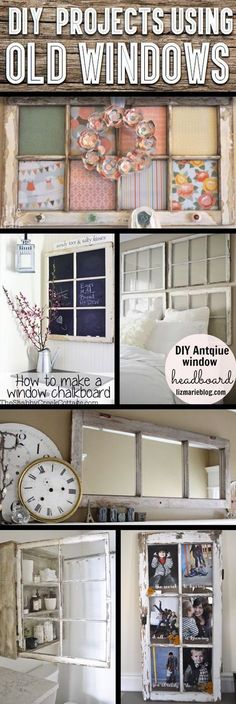 an old window has been transformed into a diy project using old windows to make it look new