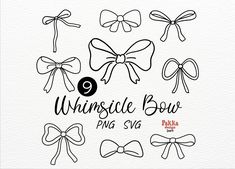 various bows and ribbons with the words wrinksic bow