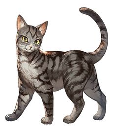 a drawing of a cat with yellow eyes and black stripes on it's body