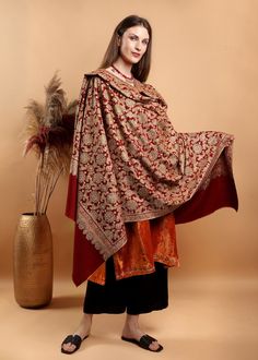 Heritage Pashmina Timeless Elegance From Kashmir Handwoven Pashmina Masterpiece Yendarkaar's Artistry Handcrafted Pashmina Shawl - Etsy Transitional Pashmina Shawl In Traditional Drape, Traditional Red Jamawar Shawl, Transitional Pashmina Shawl With Traditional Drape, Festive Designer Shawl With Traditional Drape, Designer Festive Shawl With Traditional Drape, Designer Silk Shawl For Festive Season, Designer Silk Shawl For Festive Occasions, Designer Festive Silk Shawl, Traditional Drape Pashmina Shawl With Cutdana