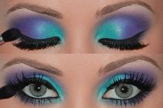 Blue and purple Ariel Makeup For Kids, Easy Ursula Makeup, Ariel Makeup Look, Mermaid Inspired Makeup, Recital Makeup, Bestie Trip, Maleficent Makeup, Ariel Makeup