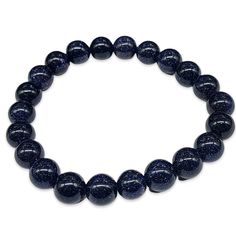 Bracelet - Blue Goldstone - 8mm Cheap Blue Round Crystal Bracelet, Goldstone Meaning, Blue Goldstone Properties, Blue Goldstone Meaning, Blue Goldstone Bracelet, Blue Goldstone Necklace, Goldstone Bracelet, Casual Hand-strung Blue Crystal Bracelet, Blue Goldstone