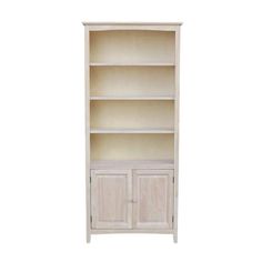 a white bookcase with two doors and drawers