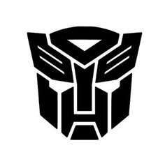 a black and white image of the face of a transformer logo on a white background