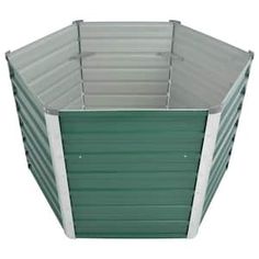 a green and white metal storage container