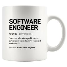 a white coffee mug with the words software engineer on it