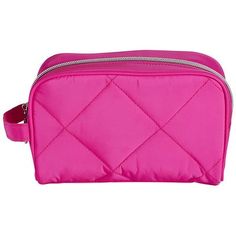 One main compartment fully lined in hot pink polyester material Exterior made of hot pink quilted nylon material Includes side strap for easy carrying Single zipper Silver-toned nylon hardware includes coil zipper and metal puller Size 7.5 x 2.5 x 4.75 inches Organizer Makeup, Makeup Bag Organization, Material Exterior, Makeup Organization, Tools Accessories, Makeup Tools, Polyester Material, Makeup Bag, Same Day Delivery