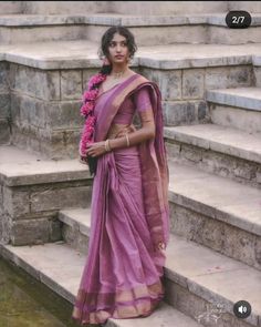 Pink Soft Silk Saree, Banarsi Silk Saree, Simple Saree Designs, Desi Fits, Jacquard Blouse, South Indian Sarees, Traditional Indian Dress, Simple Sarees, Dresses Traditional