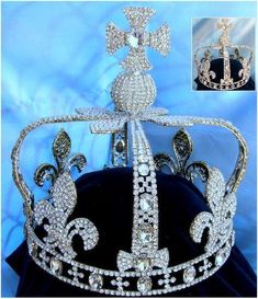 Imperial Mens Rhinestone Silver State Crown Queen Elizabeth Tiaras, Crown For Men, Queen Elizabeth Crown, King Crowns, Imperial State Crown, Quinceanera Tiaras, Male Crown, Pageant Crowns, Bridal Tiaras