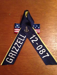 PIR Ribbon Hooyah Navy, Navy Graduation, Boot Camp Graduation, Navy Party, Mom Pride, Navy Ribbon, Navy Boots, Navy Mom