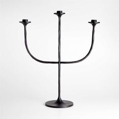 Maloy Black Metal Trident Candelabra + Reviews | Crate & Barrel Black Iron Candle Holders, Iron Candle Holder, Crate Barrel, Iron Candle, Taper Candles, Black Iron, Crate And Barrel, A Kitchen, Candle Holder