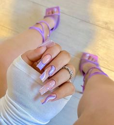 Purple Acrylic Nails, Purple Nail Polish, Purple Nail, Cute Acrylic Nail Designs, Short Acrylic, Acrylic Nails Coffin Pink, Acrylic Nails Coffin Short, Square Acrylic Nails