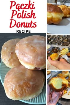 there are pictures of different pastries and doughnuts