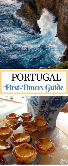 the cover of portugal's first - timers guide, featuring pies on a plate