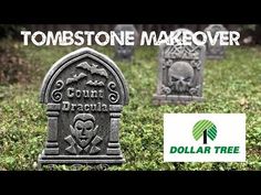 tombstones with the words tombstone makeover in front of them and an image of a skull