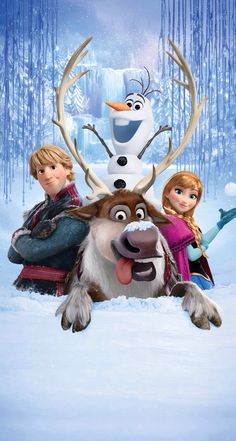 the movie poster for disney's frozen world with characters from frozen kingdom and snow queen