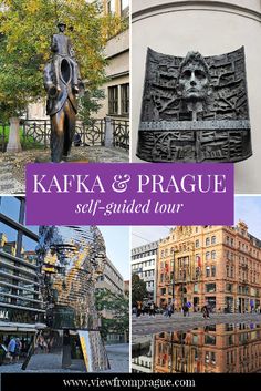 the kafka and prague self - guided tour is featured in this postcard