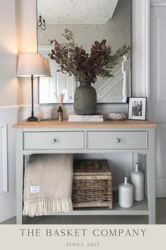 Grey & Buff Rattan Wicker Storage Trunk l The Basket Company Wicker Storage Baskets, Rattan Baskets, Boot Room