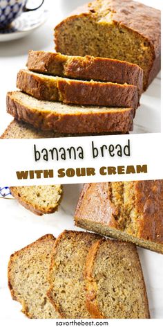 A loaf of sour cream banana bread. One Loaf Banana Bread, Amish Banana Bread Recipe, Amish Banana Bread, Banana Bread With Sour Cream, Easy Sweet Bread, Bread With Sour Cream, One Bowl Banana Bread, Bread Whole Wheat, Artisan Sourdough Bread